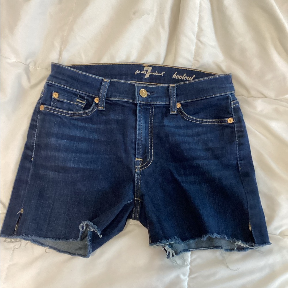 7 For All Mankind Women's Blue Denim Shorts